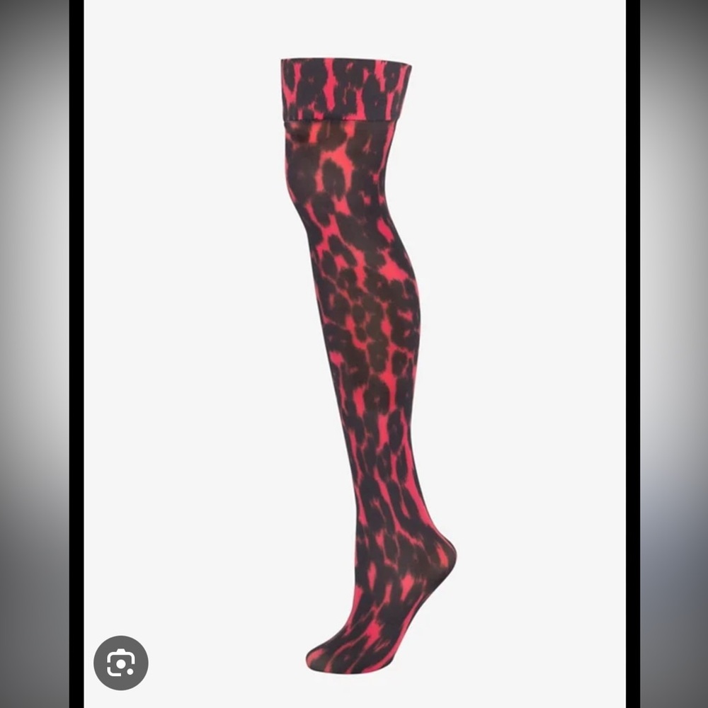 Savage X Fenty Pink and Black Leopard Print Thigh High Tights